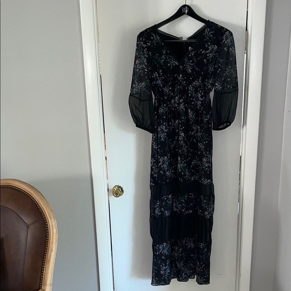 NWT Rachel & Zoe Elegant Black Floral Dress